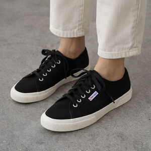 Women's Superga 2790 Black & White Platform Sneakers Size 10